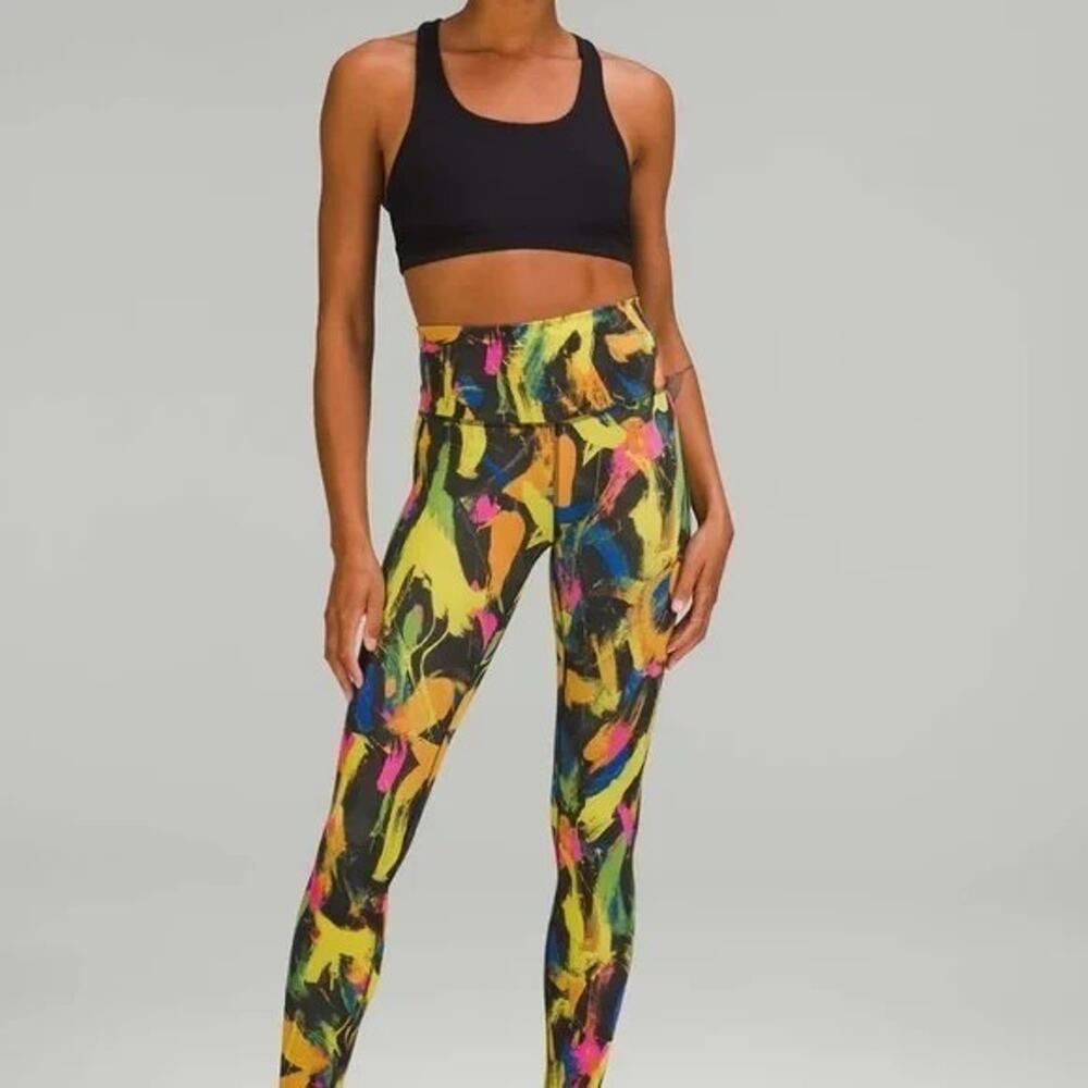 NWT $98 Lululemon Wunder Train HR Tight 25" In Undertone Black Multi Size: 4